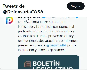 Canal de Twitter de la Defensoría del Pueblo de las CABA