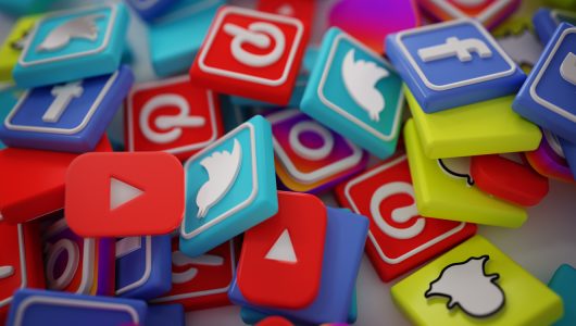 Pile of 3D Popular Social Media Logos